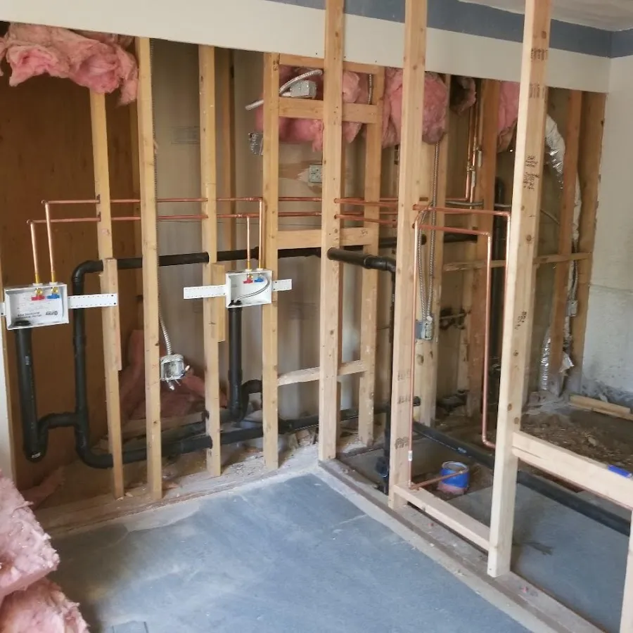 Copper pipe rough-in and plumbing installation in Virginia Beach